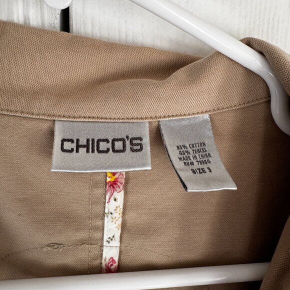 Chico's Women's Size 3/XL Khaki Jacket EUC Artistic Details, Buttons, Pockets - Picture 5 of 13